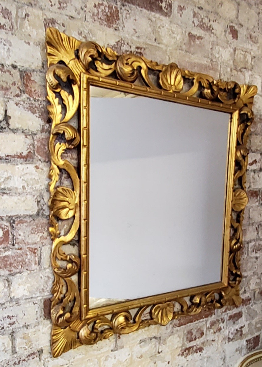 A Large Florentine Gilt Wood Rectangular Mirror