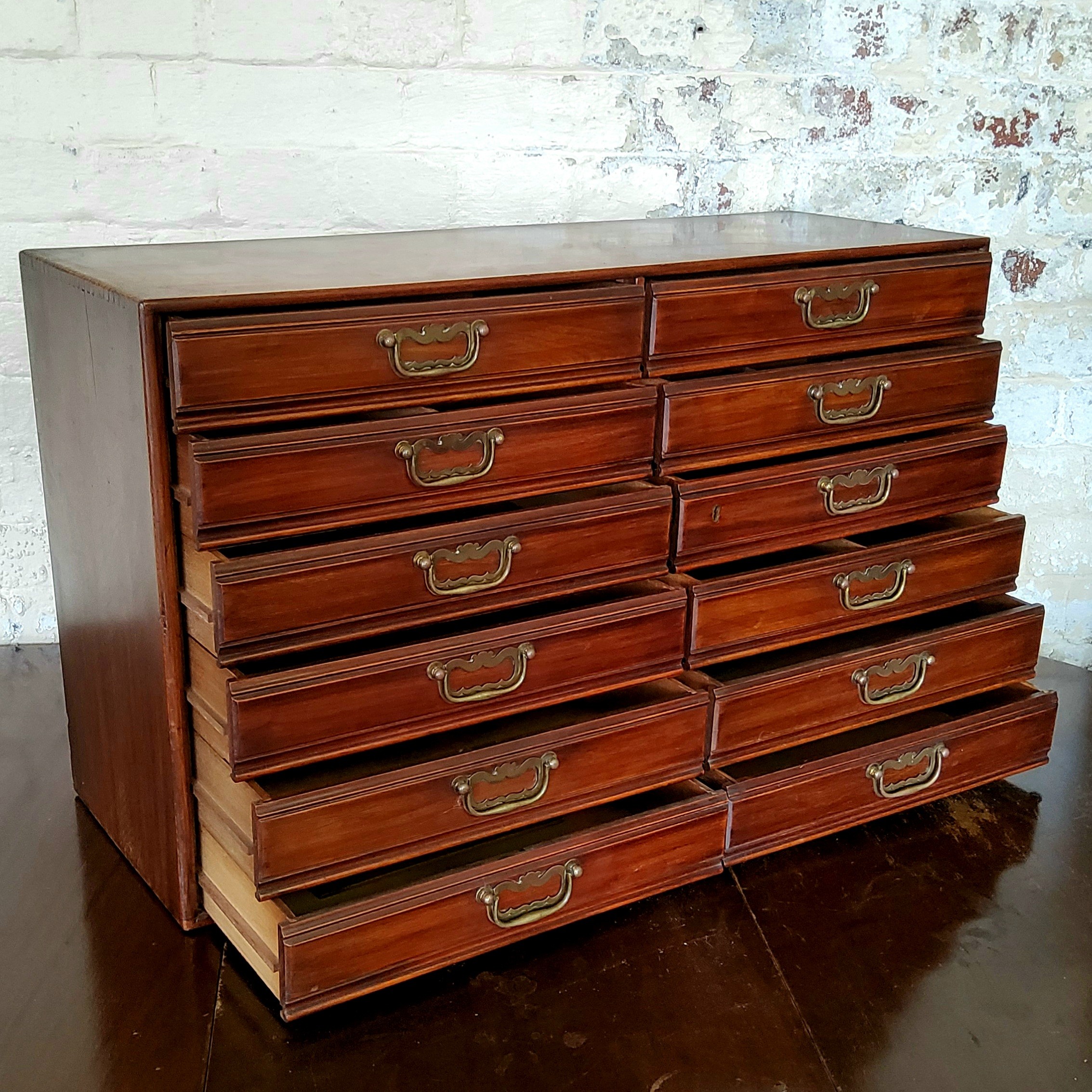 Early 20Th Century Mahogany Henry Stone & Son Double Bank Collectors Cabinet