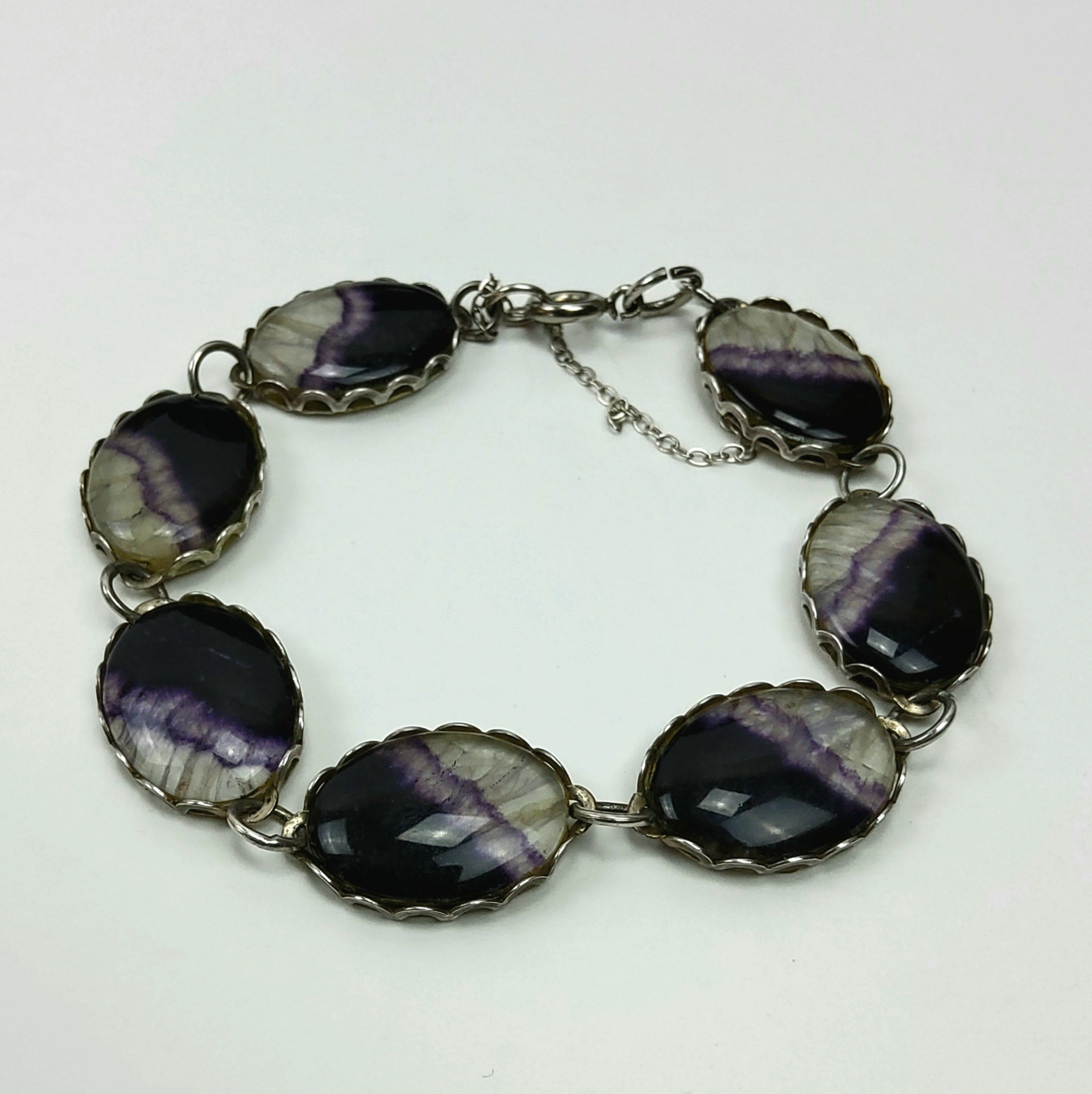 A Silver And Blue John Bracelet