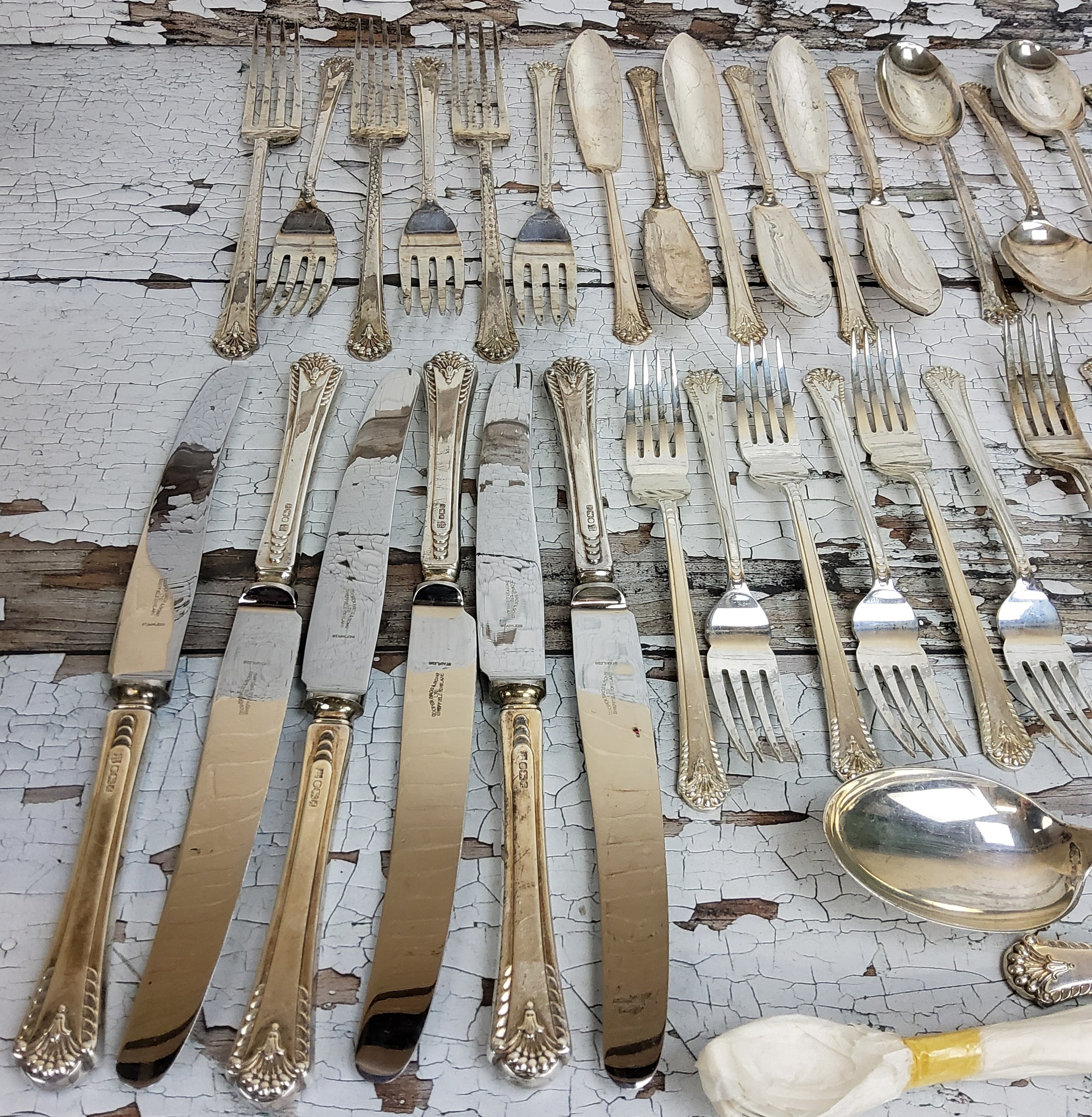 A Silver Art Deco Style Cutlery Set For Six Placings