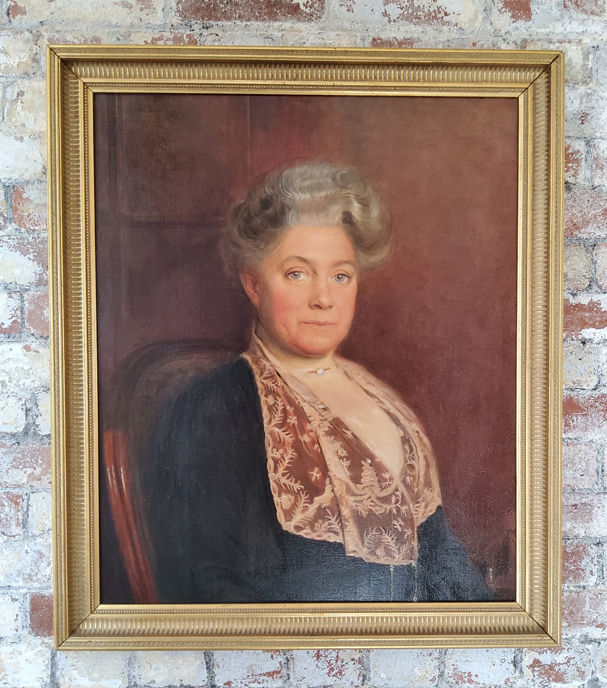 A Pair Of Oil On Canvas Portraits Of An Edwardian Gentleman And His Wife