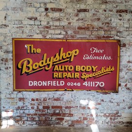 A Very Large Mid 20Th Century Hand Painted Metal Sign Advertising