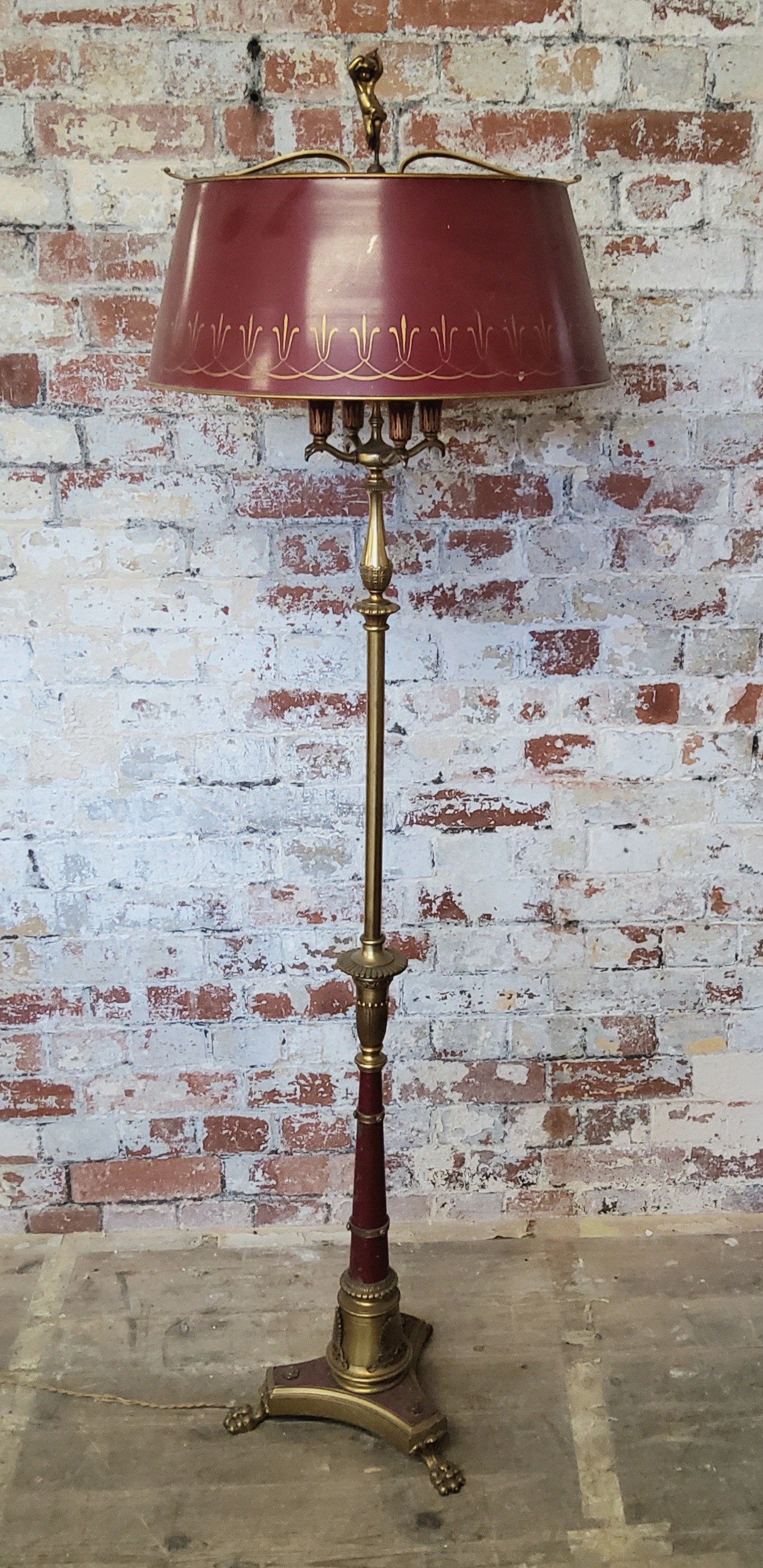 Brass And Toleware Style Four Branch Standard Lamp